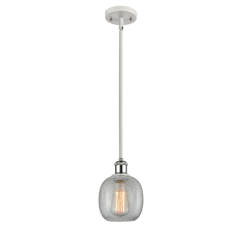 Belfast Mini Pendant shown in the White and Polished Chrome finish with a Clear Crackle shade