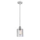 Cobbleskill Mini Pendant shown in the White and Polished Chrome finish with a Clear shade