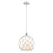 Farmhouse Rope Mini Pendant shown in the White and Polished Chrome finish with a White Glass with White Rope shade