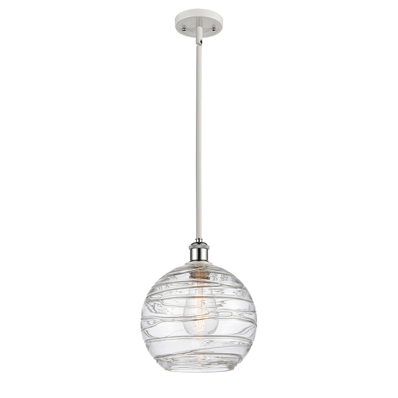 Deco Swirl Mini Pendant shown in the White and Polished Chrome finish with a Clear shade