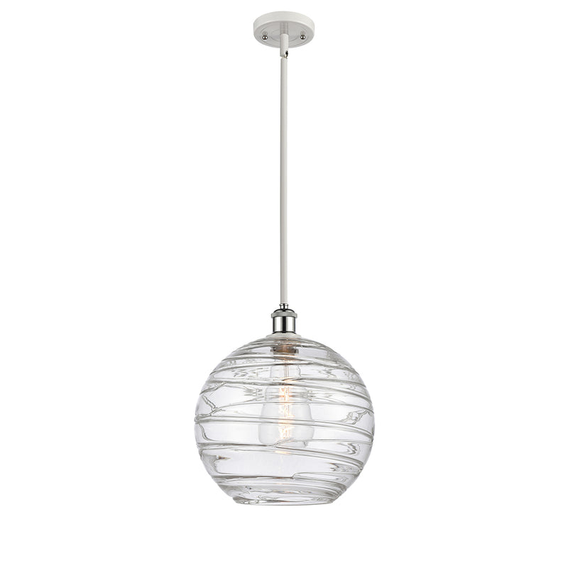 Deco Swirl Mini Pendant shown in the White and Polished Chrome finish with a Clear shade