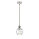 Deco Swirl Mini Pendant shown in the White and Polished Chrome finish with a Clear shade