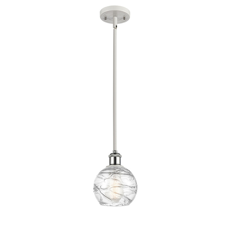 Deco Swirl Mini Pendant shown in the White and Polished Chrome finish with a Clear shade