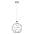 Farmhouse Rope Mini Pendant shown in the White and Polished Chrome finish with a Clear Glass with White Rope shade