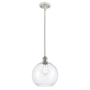 Athens Mini Pendant shown in the White and Polished Chrome finish with a Clear shade