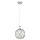 Farmhouse Rope Mini Pendant shown in the White and Polished Chrome finish with a Clear Glass with White Rope shade