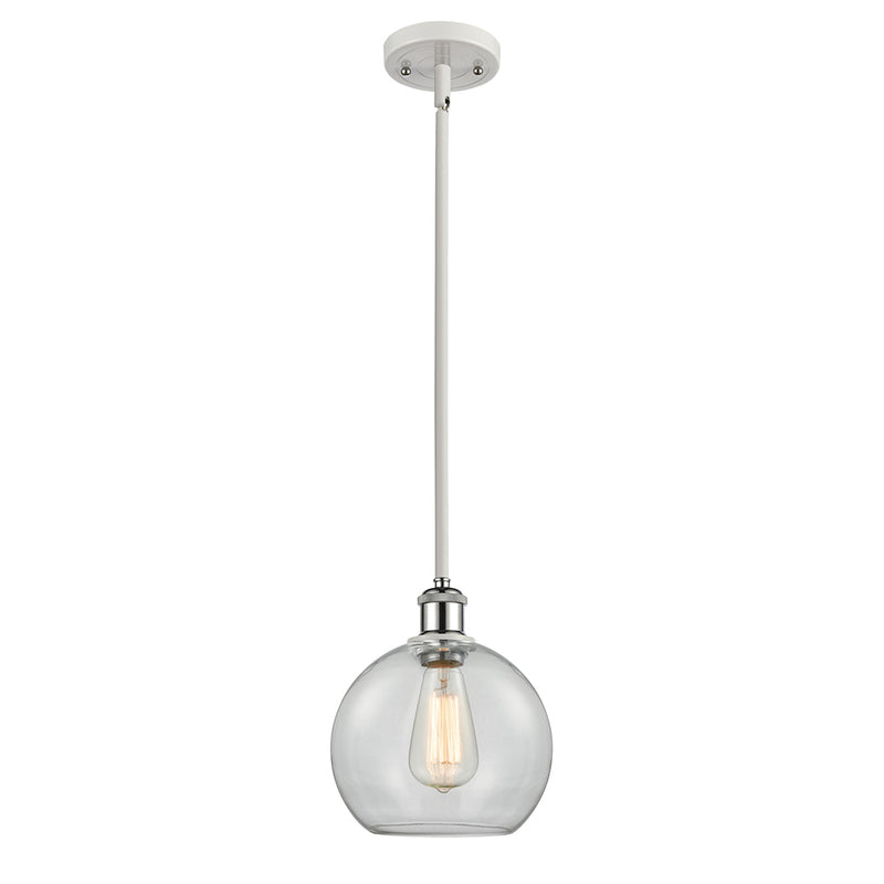 Athens Mini Pendant shown in the White and Polished Chrome finish with a Clear shade