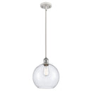 Athens Mini Pendant shown in the White and Polished Chrome finish with a Seedy shade