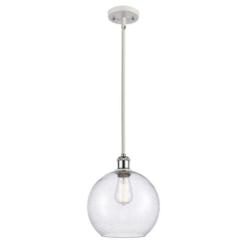 Athens Mini Pendant shown in the White and Polished Chrome finish with a Seedy shade