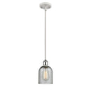 Caledonia Mini Pendant shown in the White and Polished Chrome finish with a Charcoal shade