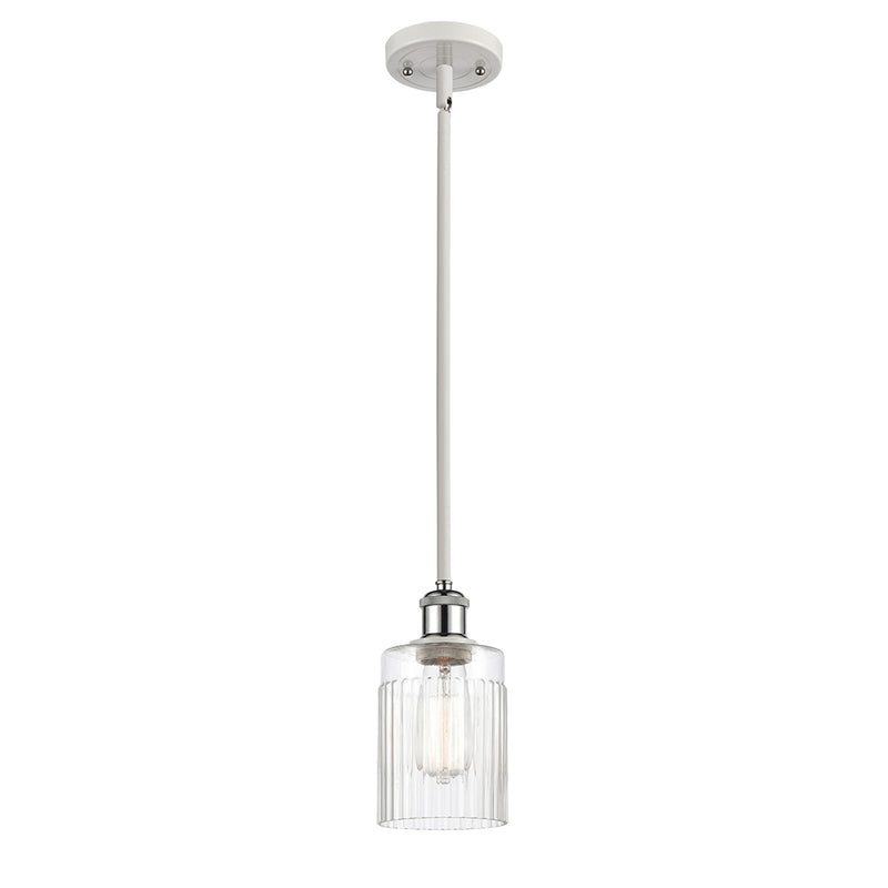 Hadley Mini Pendant shown in the White and Polished Chrome finish with a Clear shade