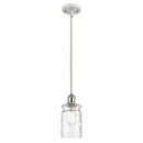 Candor Mini Pendant shown in the White and Polished Chrome finish with a Clear Waterglass shade