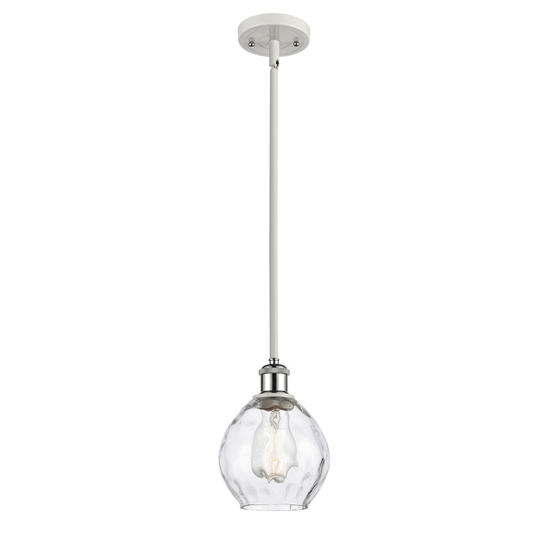 Waverly Mini Pendant shown in the White and Polished Chrome finish with a Clear shade