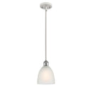 Castile Mini Pendant shown in the White and Polished Chrome finish with a White shade