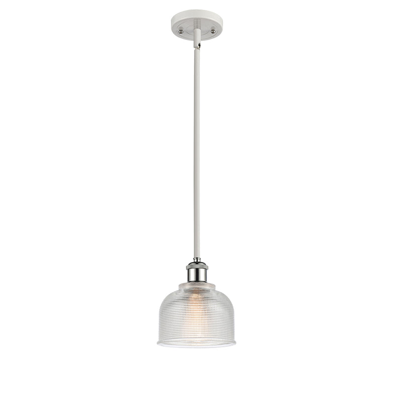 Dayton Mini Pendant shown in the White and Polished Chrome finish with a Clear shade