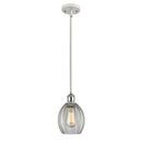 Eaton Mini Pendant shown in the White and Polished Chrome finish with a Clear shade