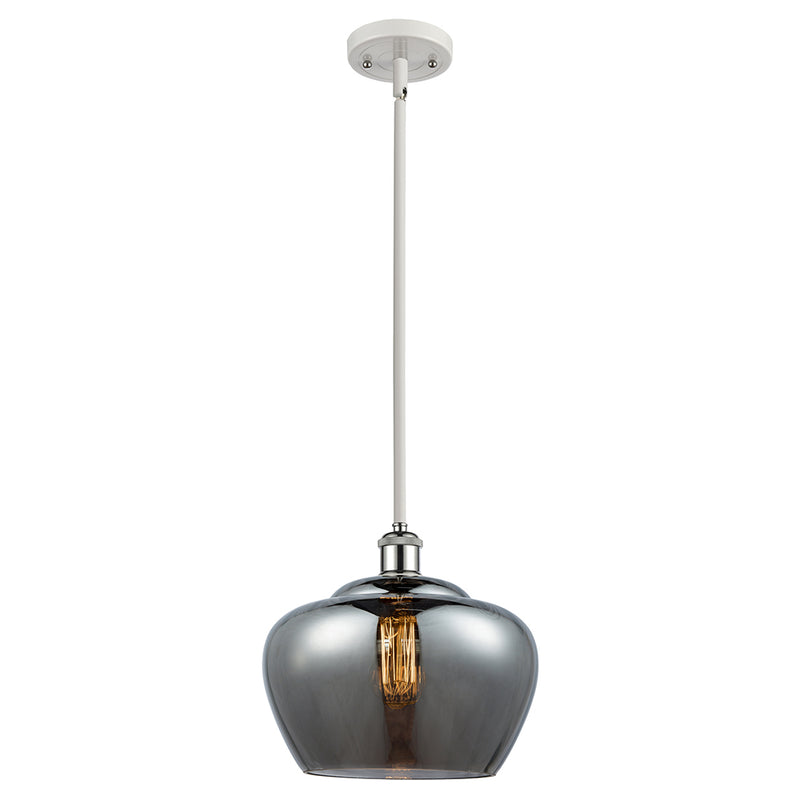 Fenton Mini Pendant shown in the White and Polished Chrome finish with a Plated Smoke shade