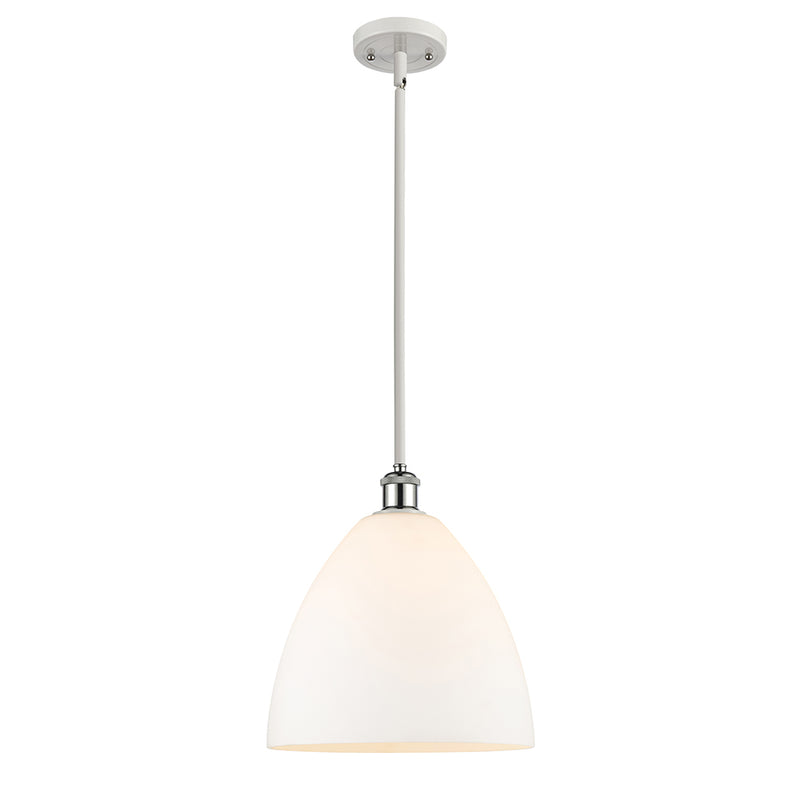 Ballston Dome Mini Pendant shown in the White and Polished Chrome finish with a Matte White shade