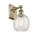 Belfast Sconce shown in the Antique Brass finish with a Clear Crackle shade