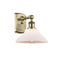 Orwell Sconce shown in the Antique Brass finish with a Matte White shade