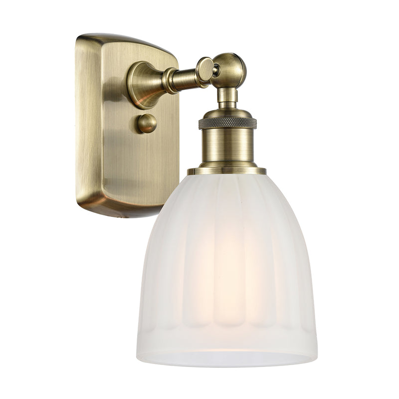 Brookfield Sconce shown in the Antique Brass finish with a White shade