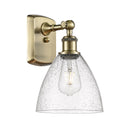 Ballston Dome Sconce shown in the Antique Brass finish with a Seedy shade