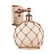 Farmhouse Rope Sconce shown in the Antique Copper finish with a White Glass with Brown Rope shade