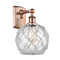 Farmhouse Rope Sconce shown in the Antique Copper finish with a Clear Glass with White Rope shade