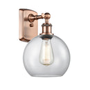 Athens Sconce shown in the Antique Copper finish with a Clear shade