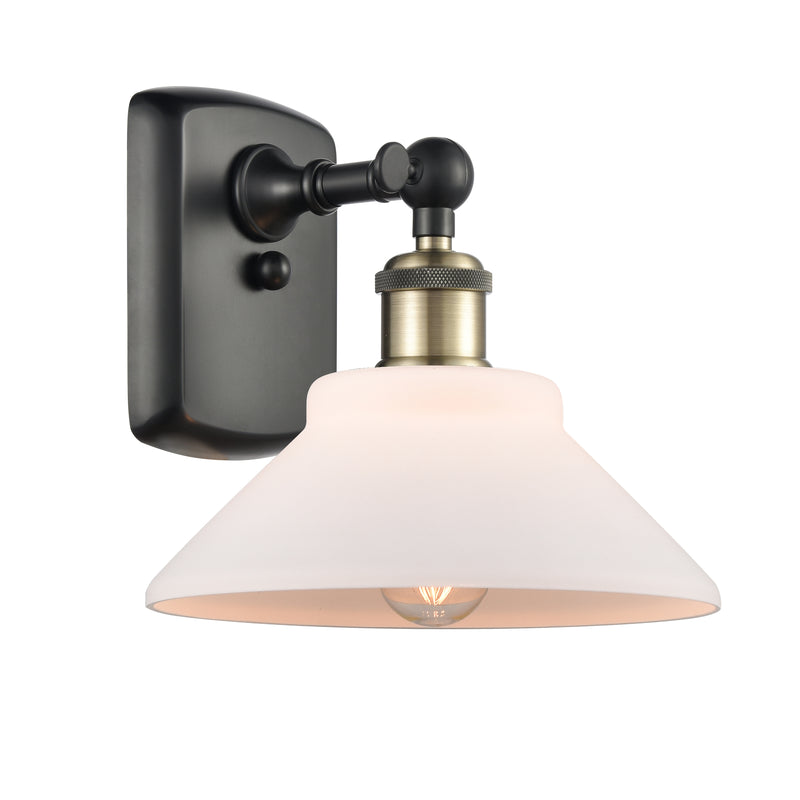 Orwell Sconce shown in the Black Antique Brass finish with a Matte White shade