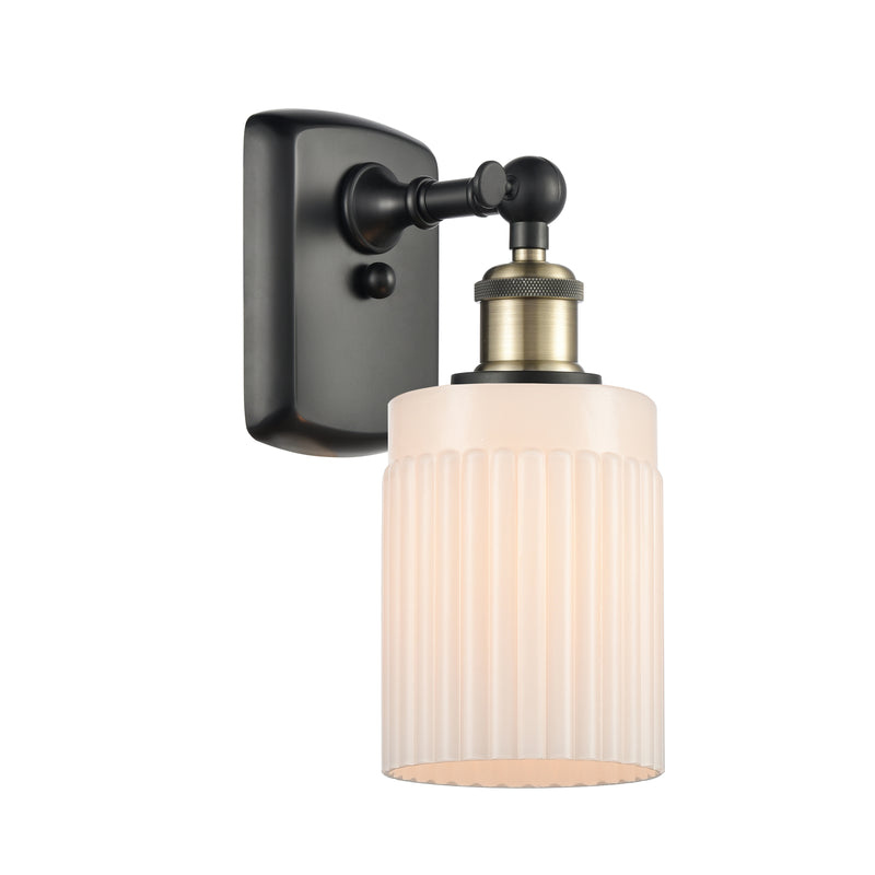 Hadley Sconce shown in the Black Antique Brass finish with a Matte White shade