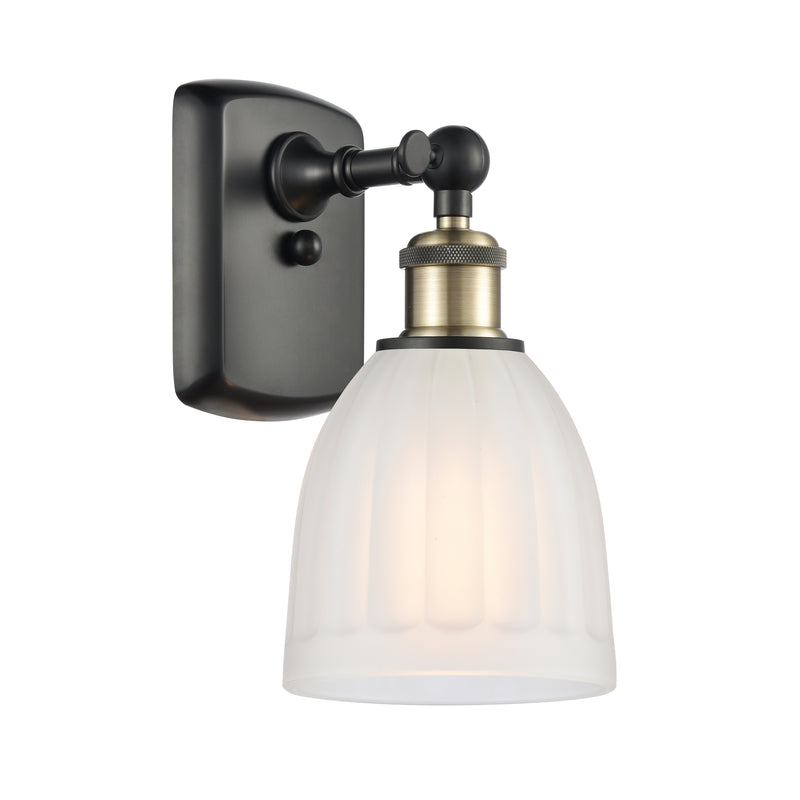 Brookfield Sconce shown in the Black Antique Brass finish with a White shade