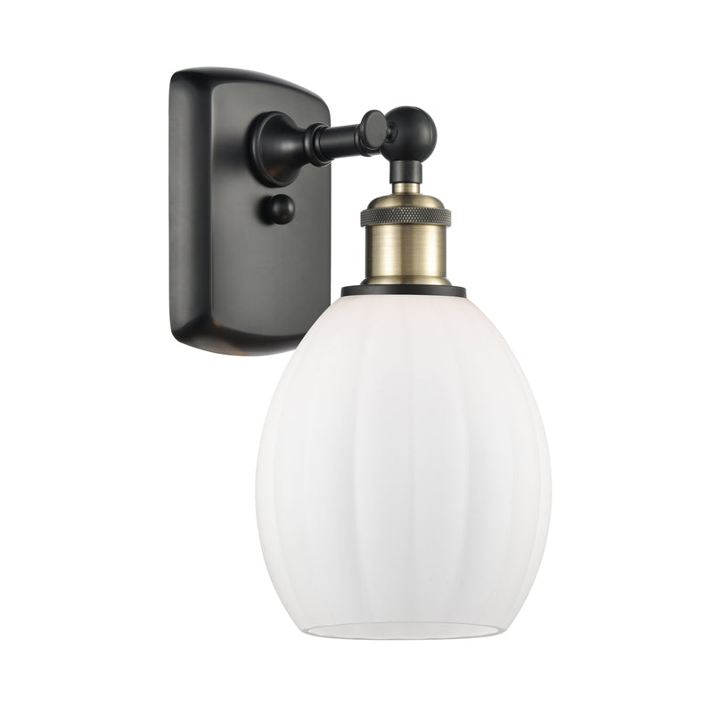 Eaton Sconce shown in the Black Antique Brass finish with a Matte White shade