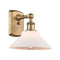 Orwell Sconce shown in the Brushed Brass finish with a Matte White shade