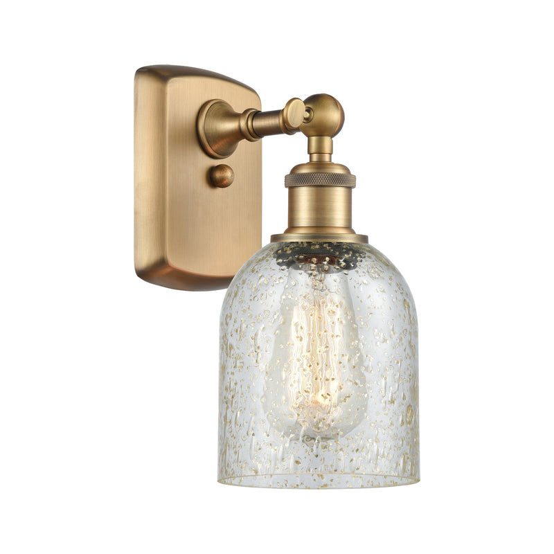 Caledonia Sconce shown in the Brushed Brass finish with a Mica shade