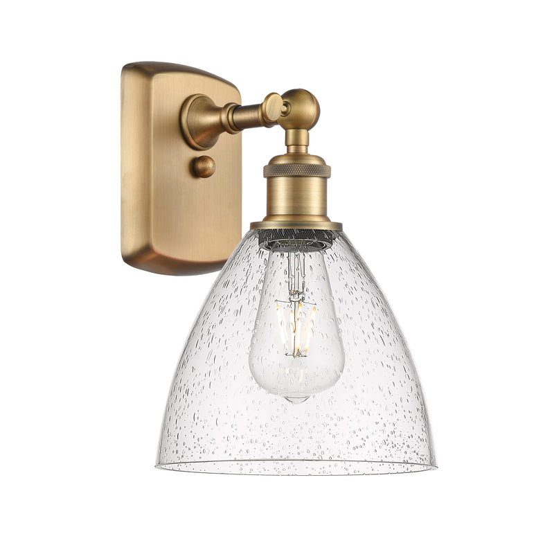 Ballston Dome Sconce shown in the Brushed Brass finish with a Seedy shade