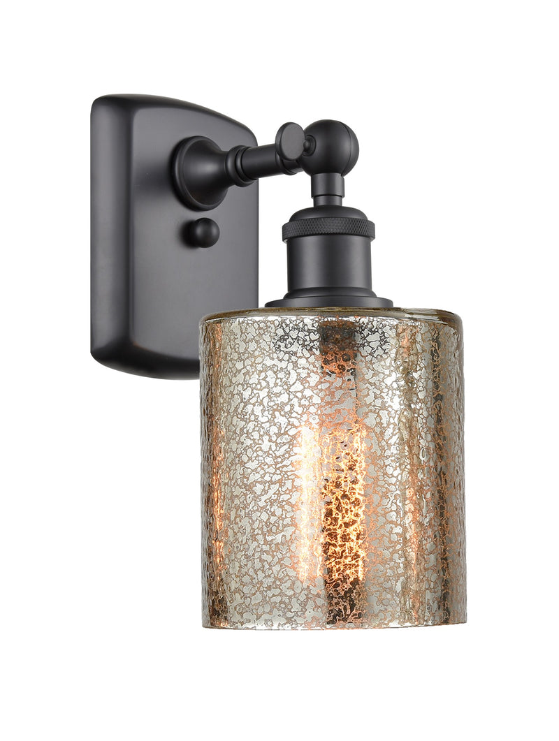 Innovations Lighting Cobbleskill 1-100 watt 5 inch Matte Black Sconce with Mercury glass and Solid Brass 180 Degree Adjustable Swivels 5161WBKG116