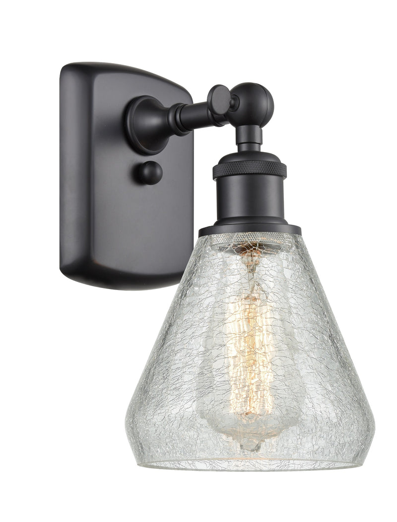 Innovations Lighting Conesus 1-100 watt 6 inch Matte Black Sconce with Clear Crackle glass and Solid Brass 180 Degree Adjustable Swivels 5161WBKG275