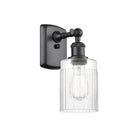 Hadley Sconce shown in the Matte Black finish with a Clear shade