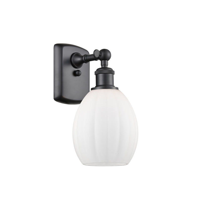 Eaton Sconce shown in the Matte Black finish with a Matte White shade