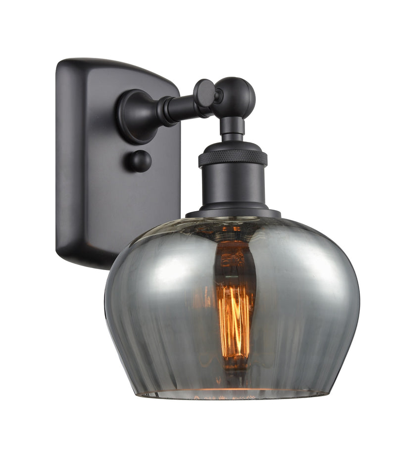 Innovations Lighting Fenton 1-100 watt 6.5 inch Matte Black Sconce with Plated Smoke glass and Solid Brass 180 Degree Adjustable Swivels 5161WBKG93