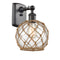 Farmhouse Rope Sconce shown in the Oil Rubbed Bronze finish with a Clear Glass with Brown Rope shade