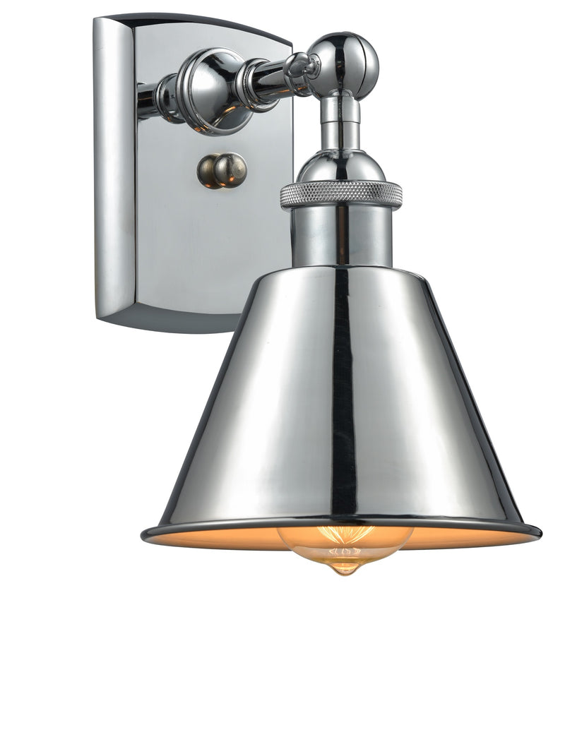 Innovations Lighting Smithfield 1-100 watt 7 inch Polished Chrome Sconce with Polished Chrome Smithfield shades and Solid Brass 180 Degree Adjustable Swivels 5161WPCM8