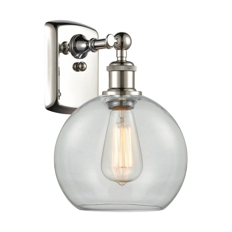 Athens Sconce shown in the Polished Nickel finish with a Clear shade