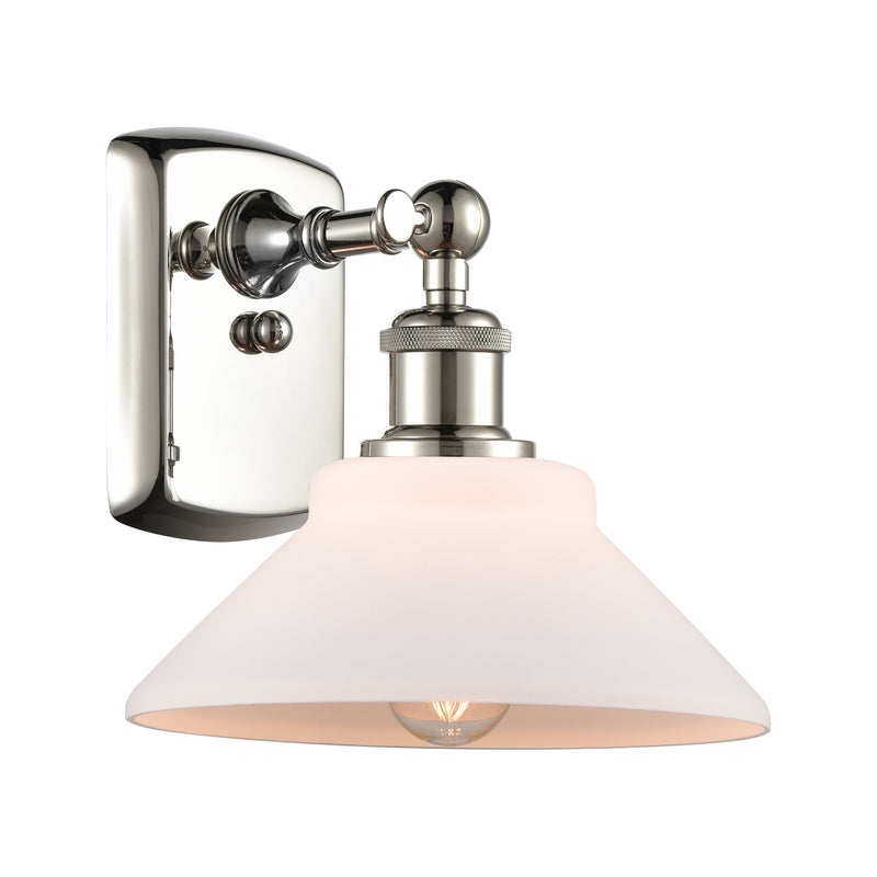 Orwell Sconce shown in the Polished Nickel finish with a Matte White shade