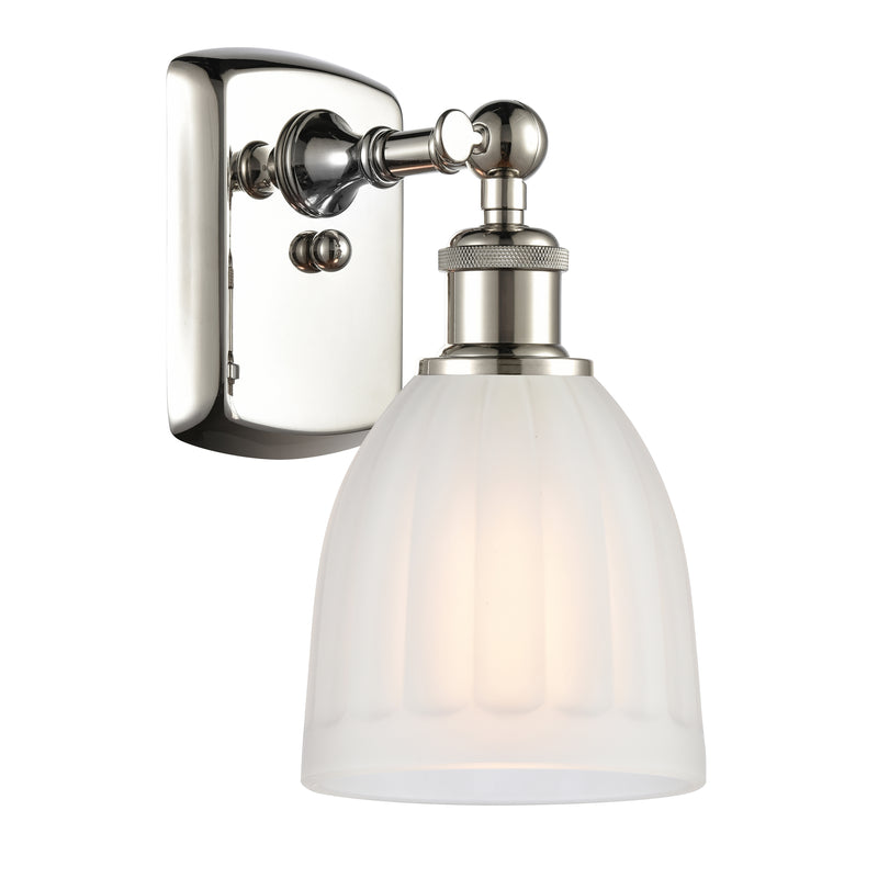 Brookfield Sconce shown in the Polished Nickel finish with a White shade