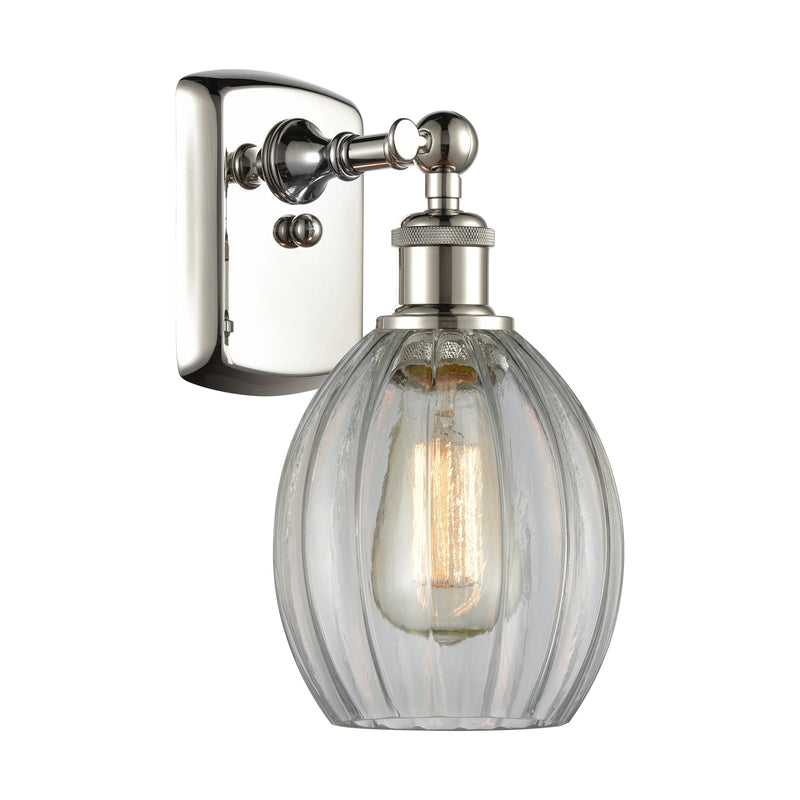 Eaton Sconce shown in the Polished Nickel finish with a Clear shade