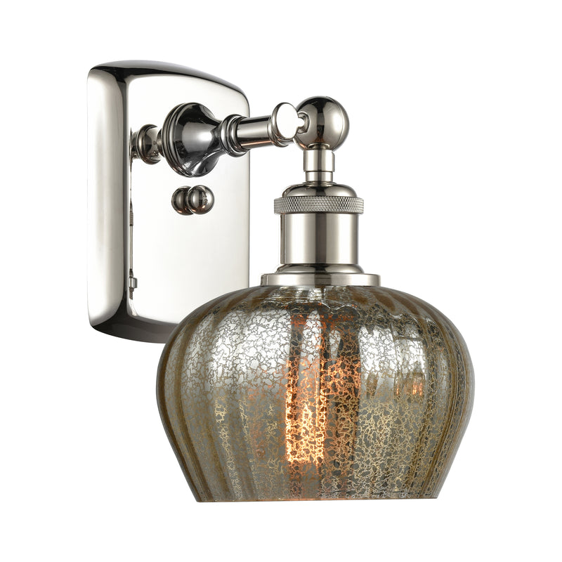 Fenton Sconce shown in the Polished Nickel finish with a Mercury shade