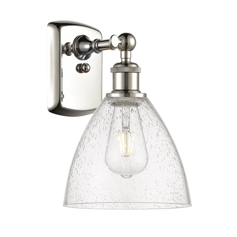 Ballston Dome Sconce shown in the Polished Nickel finish with a Seedy shade