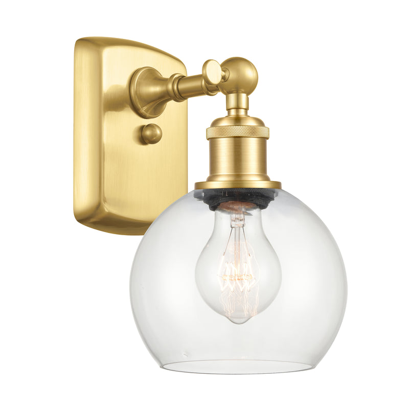 Athens Sconce shown in the Satin Gold finish with a Clear shade